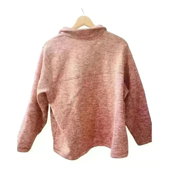 Lands’ End Women’s Plus Embroidered Sweater Fleece Quarter Zip Pullover 1X Pink - Picture 2 of 7